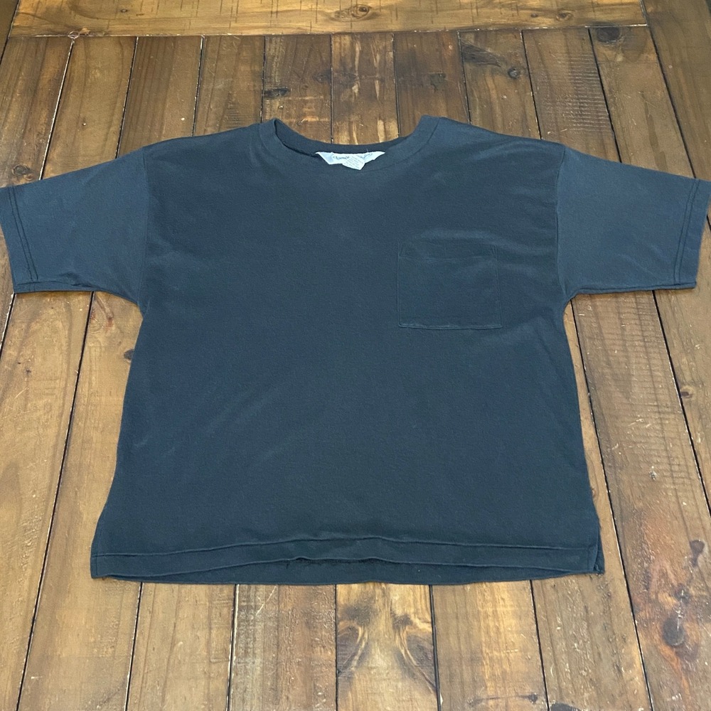 Vintage Diane von Furstenberg DVF Black Pocket T-Shirt Boxy Cotton Blend Large